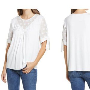 Loveappella Dot Chiffon Top- Size Small